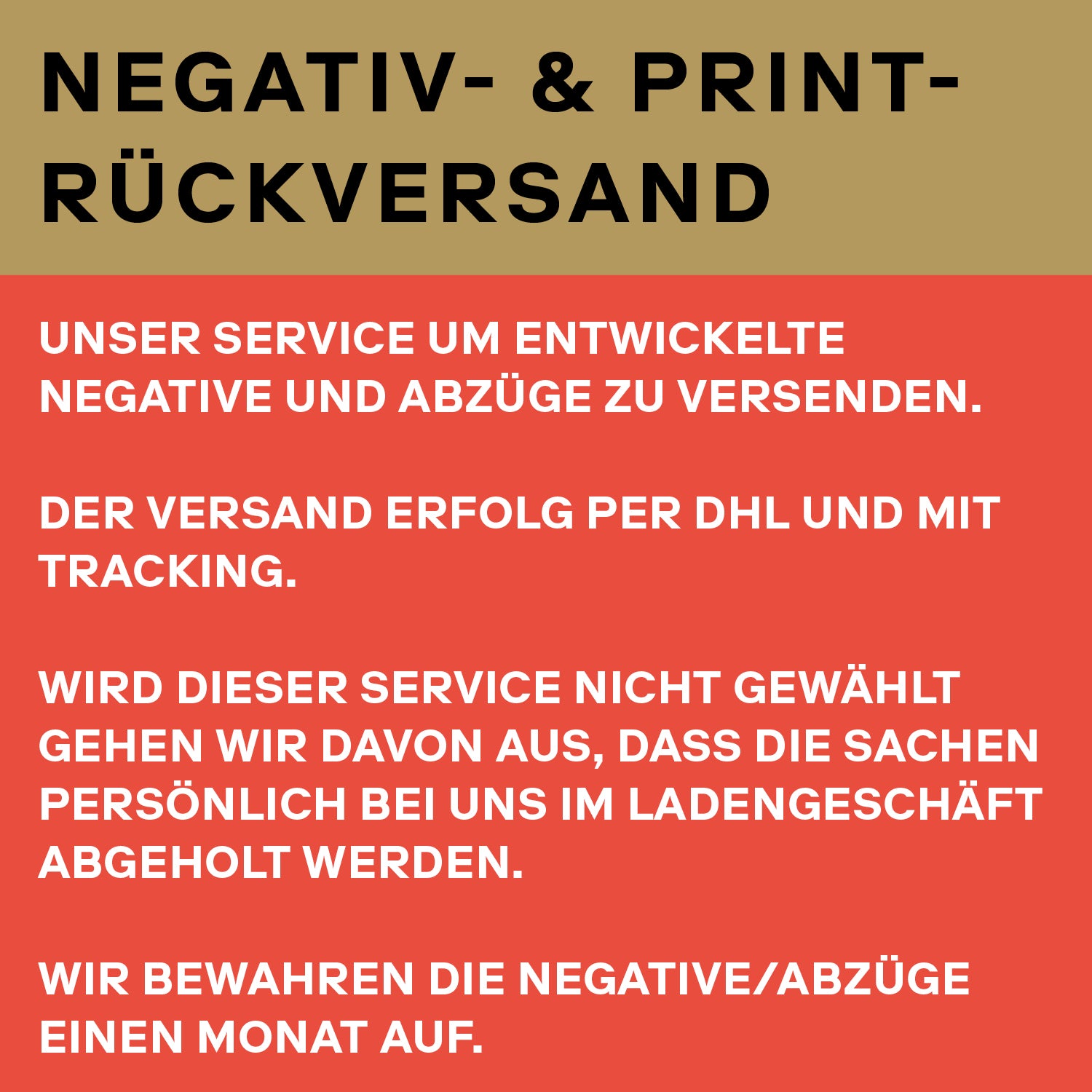 Negativ- & Print-Rückversand