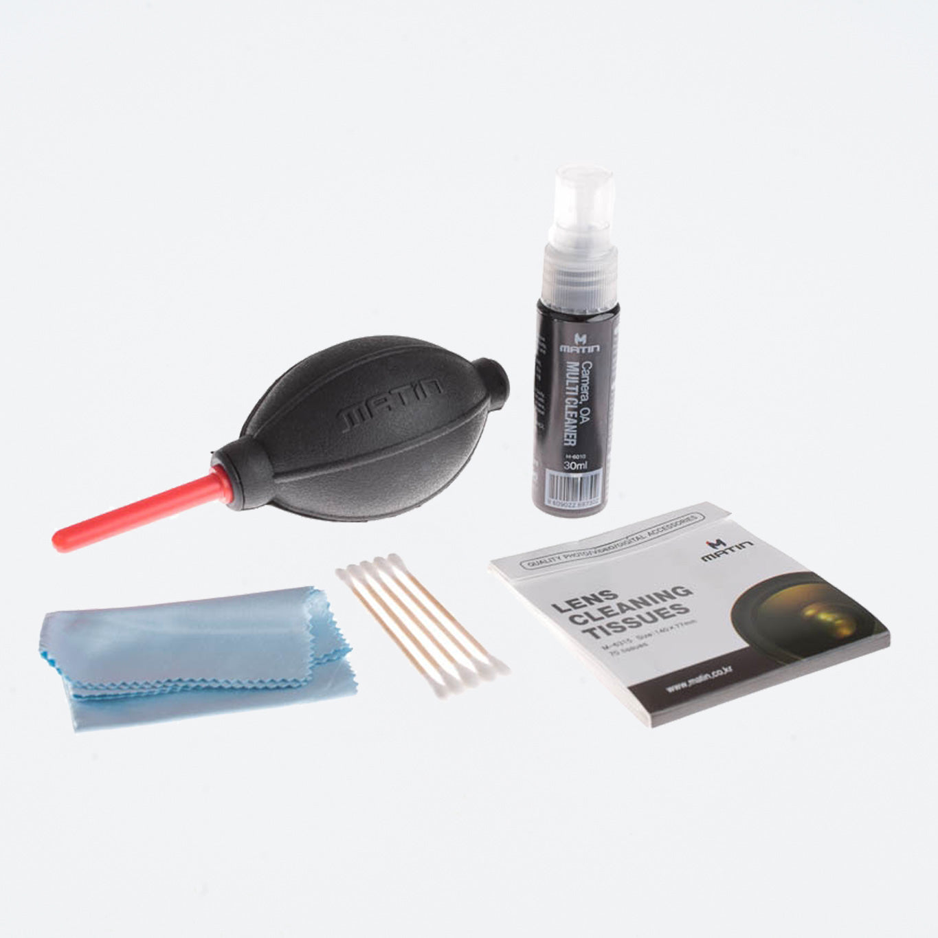 Matin Optics Cleaning Kit CKL5N1 Reinigungsset mit Reinigungsflüssigkeit, Tüchern und Blasebalg
